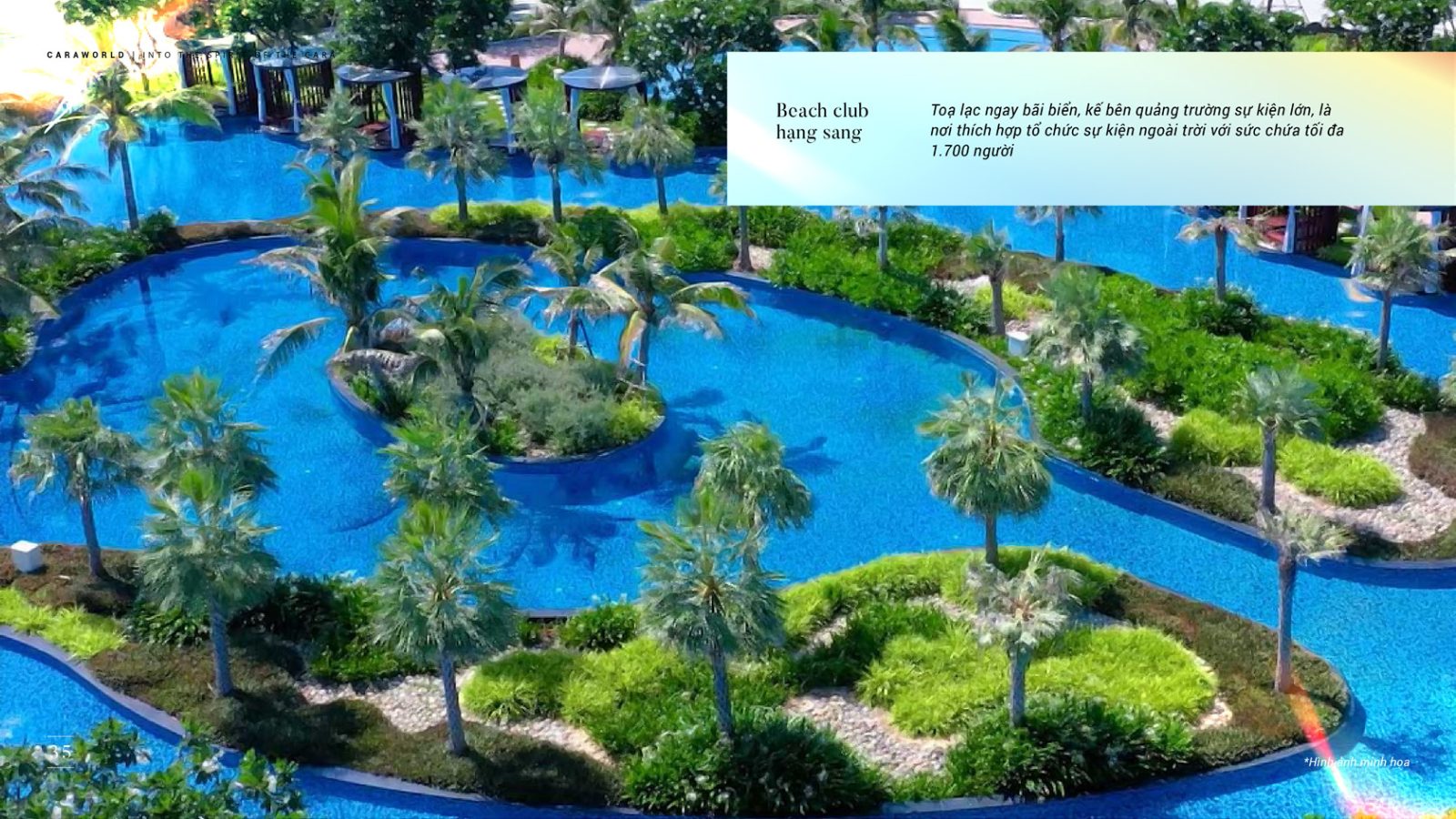 Beach Club hồ bơi hạng sang CaraWorld Cam Ranh bên bãi biển