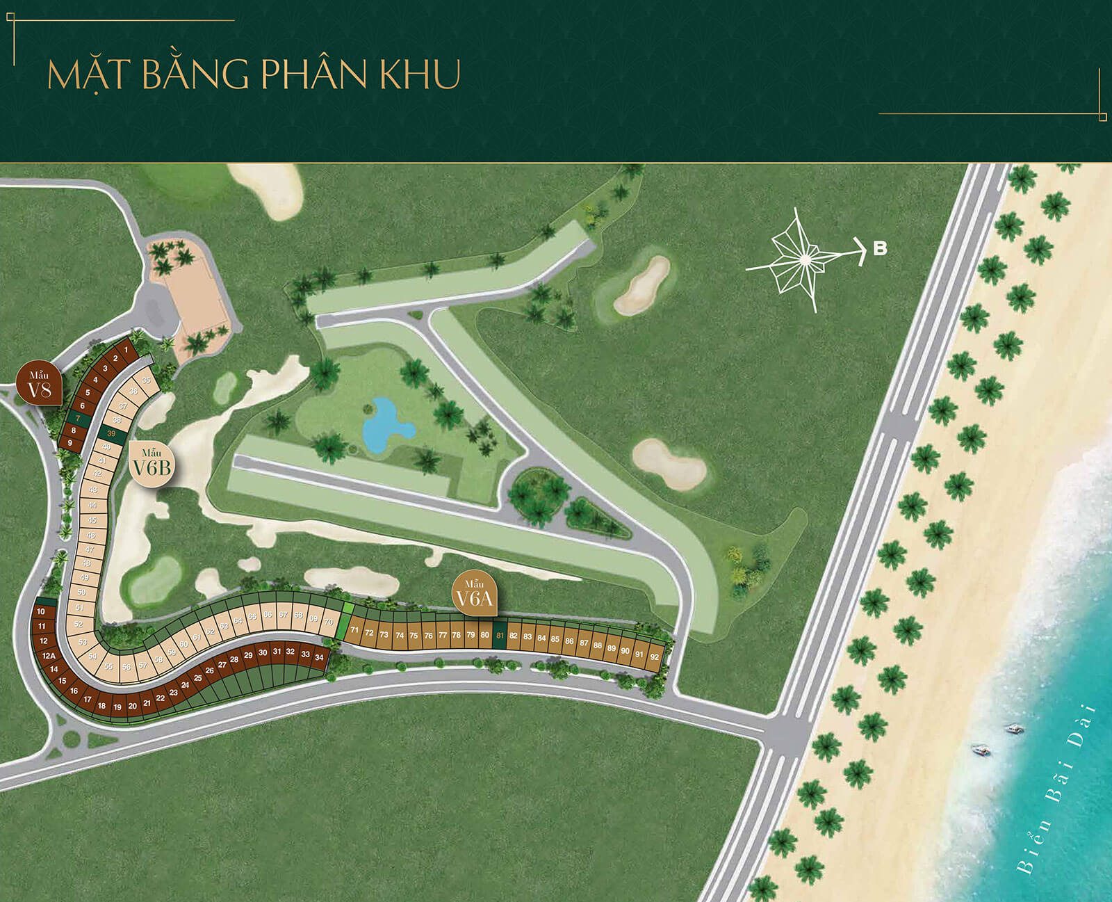 Mặt bằng phân khu Para Draco (Sea Golf Villas) CaraWorld Cam Ranh